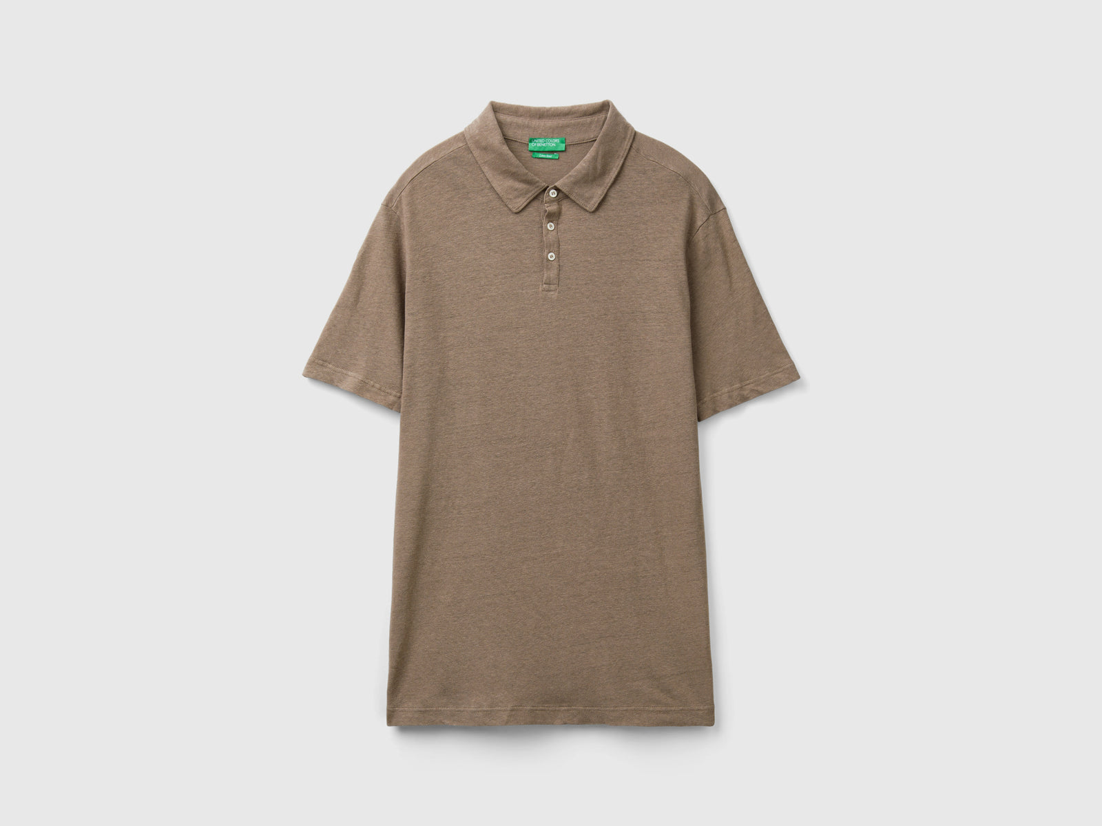 Polo in misto lino da uomo marrone | Benetton Outlet