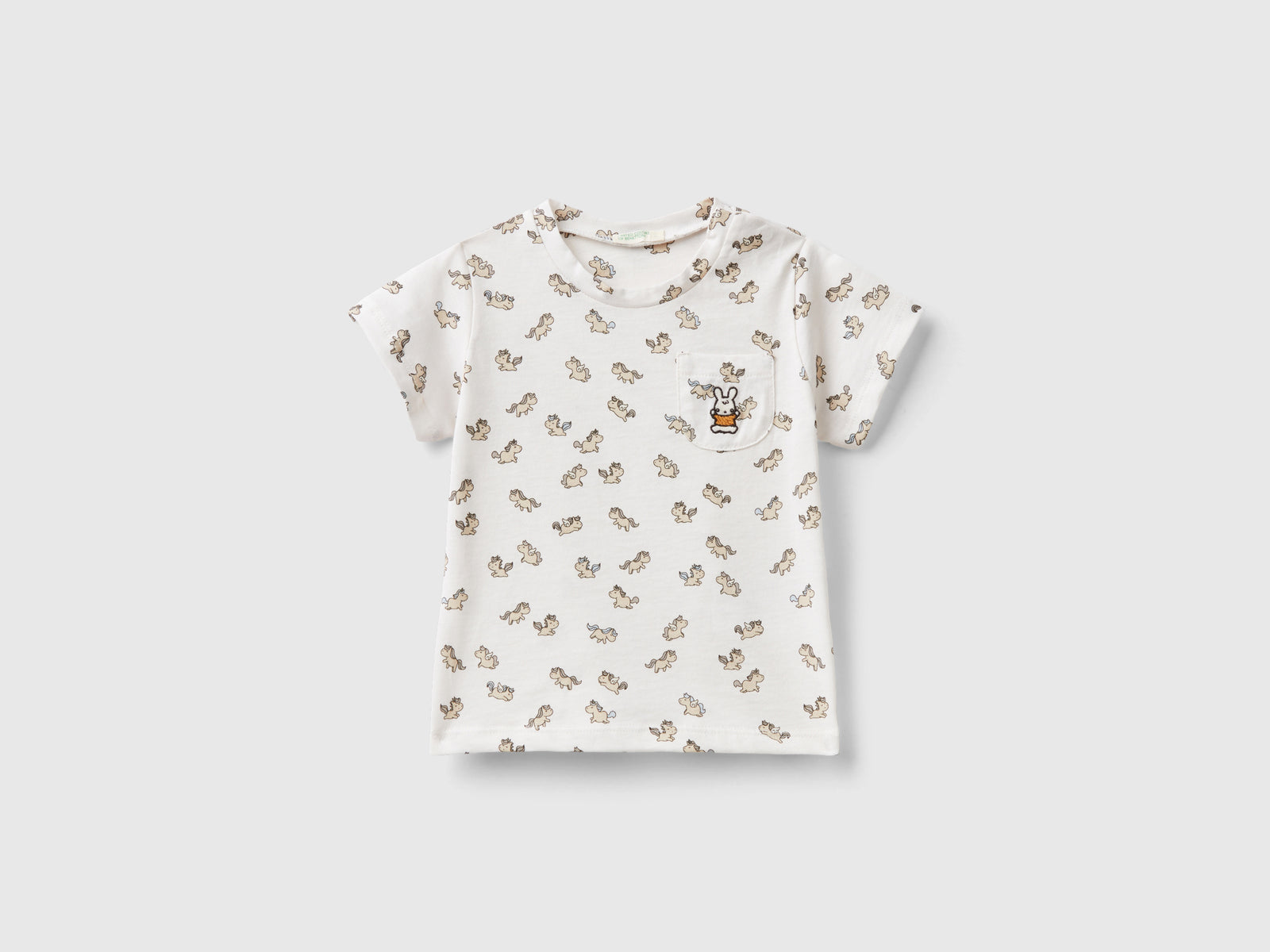 Maglietta con stampa unicorni da neonato bianco panna | Benetton Outlet