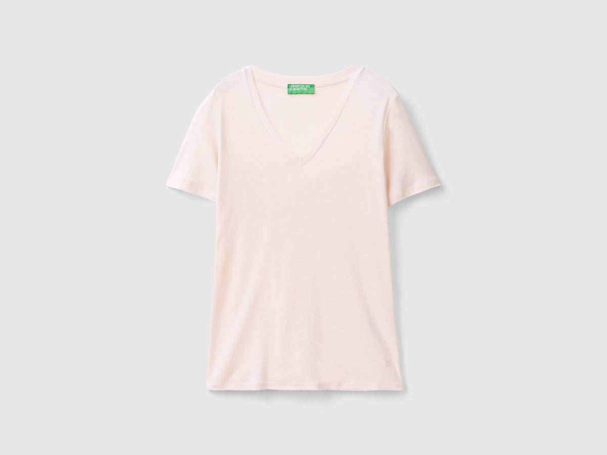 T-shirt in puro cotone con scollo a V