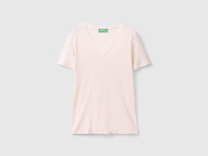 T-shirt in puro cotone con scollo a V