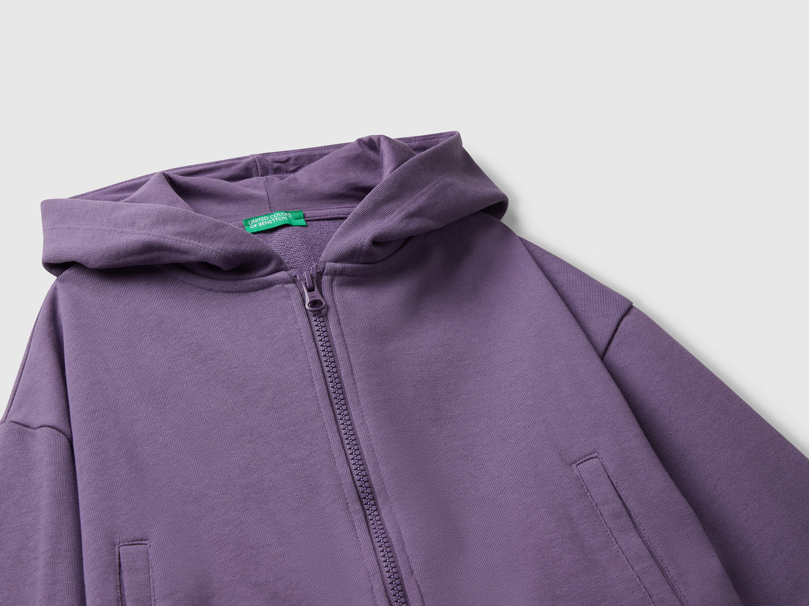 Felpa con zip e cappuccio da bambina viola 4 | Benetton Outlet