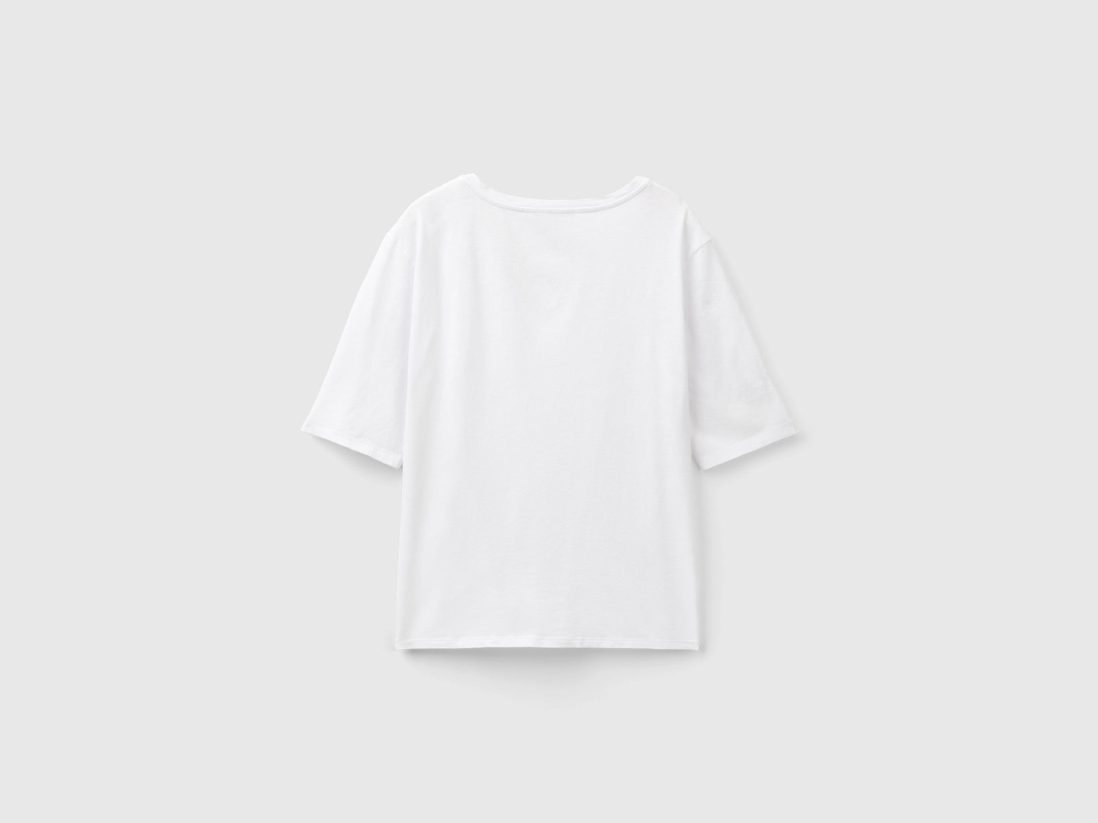 Maglietta in misto cotone e lino da donna bianco 2 | Benetton Outlet