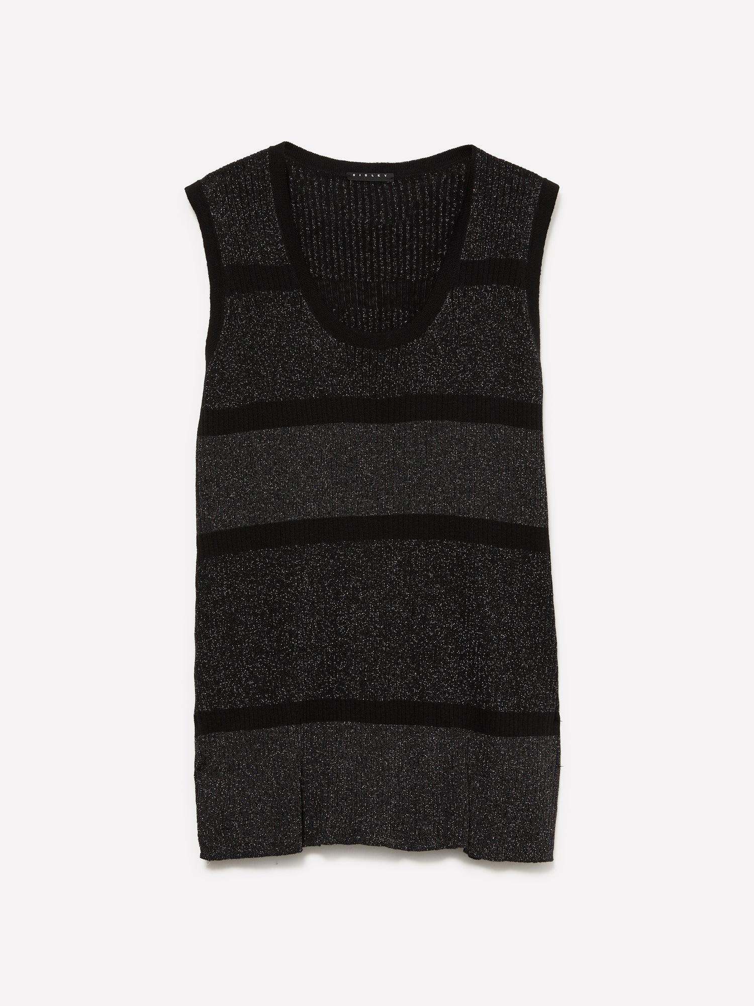 Maxi gilet color block con lurex da donna nero | Sisley Outlet