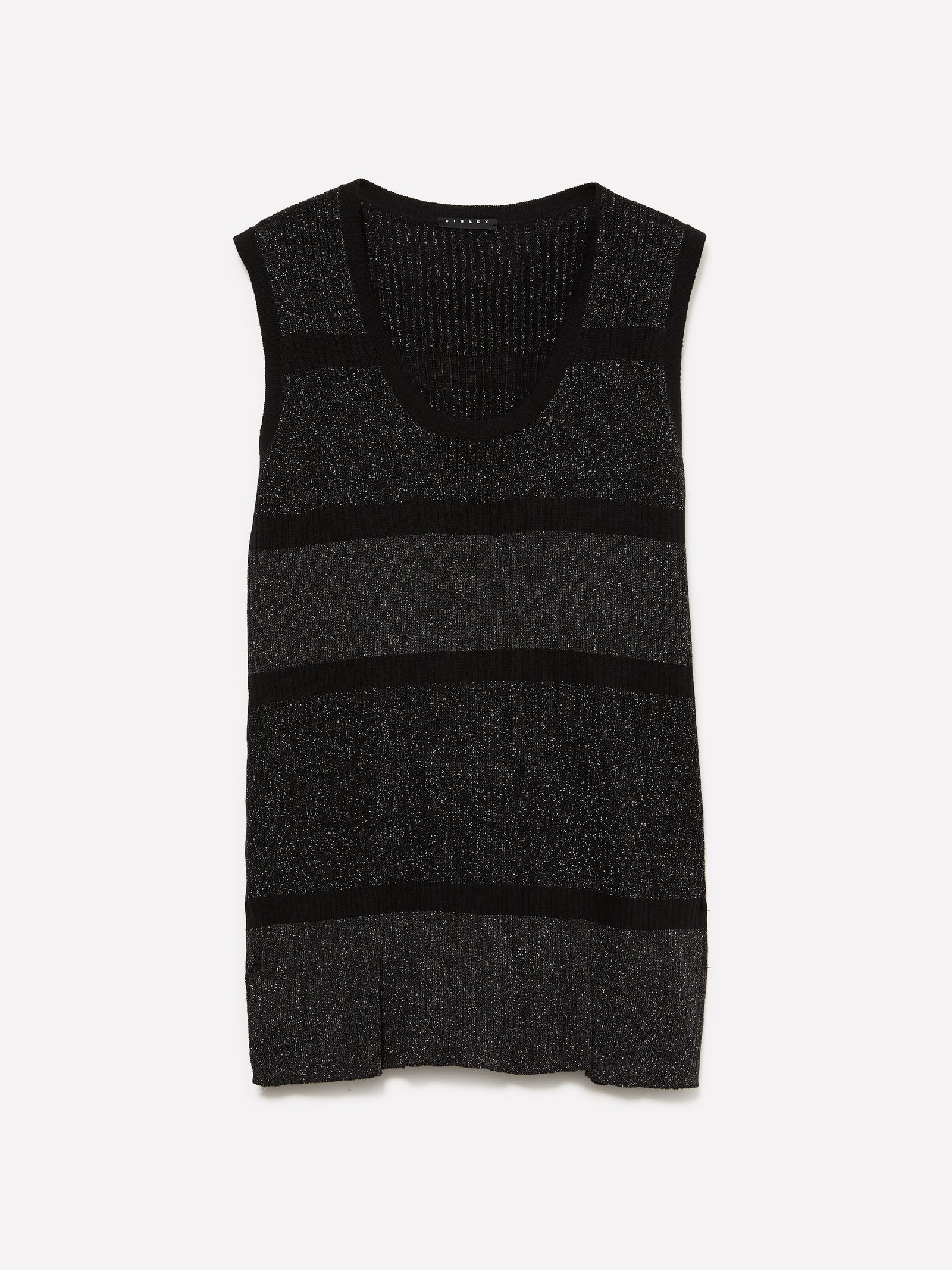 Maxi gilet color block con lurex da donna nero | Sisley Outlet