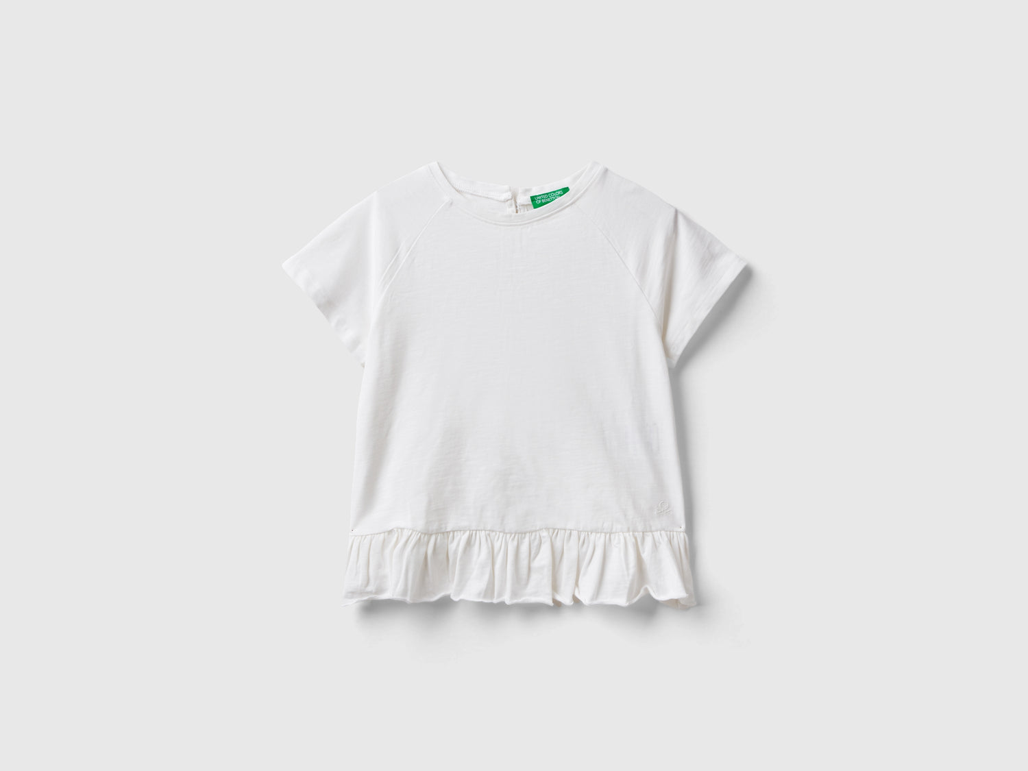 T-shirt con volant da bambina bianco | Benetton Outlet