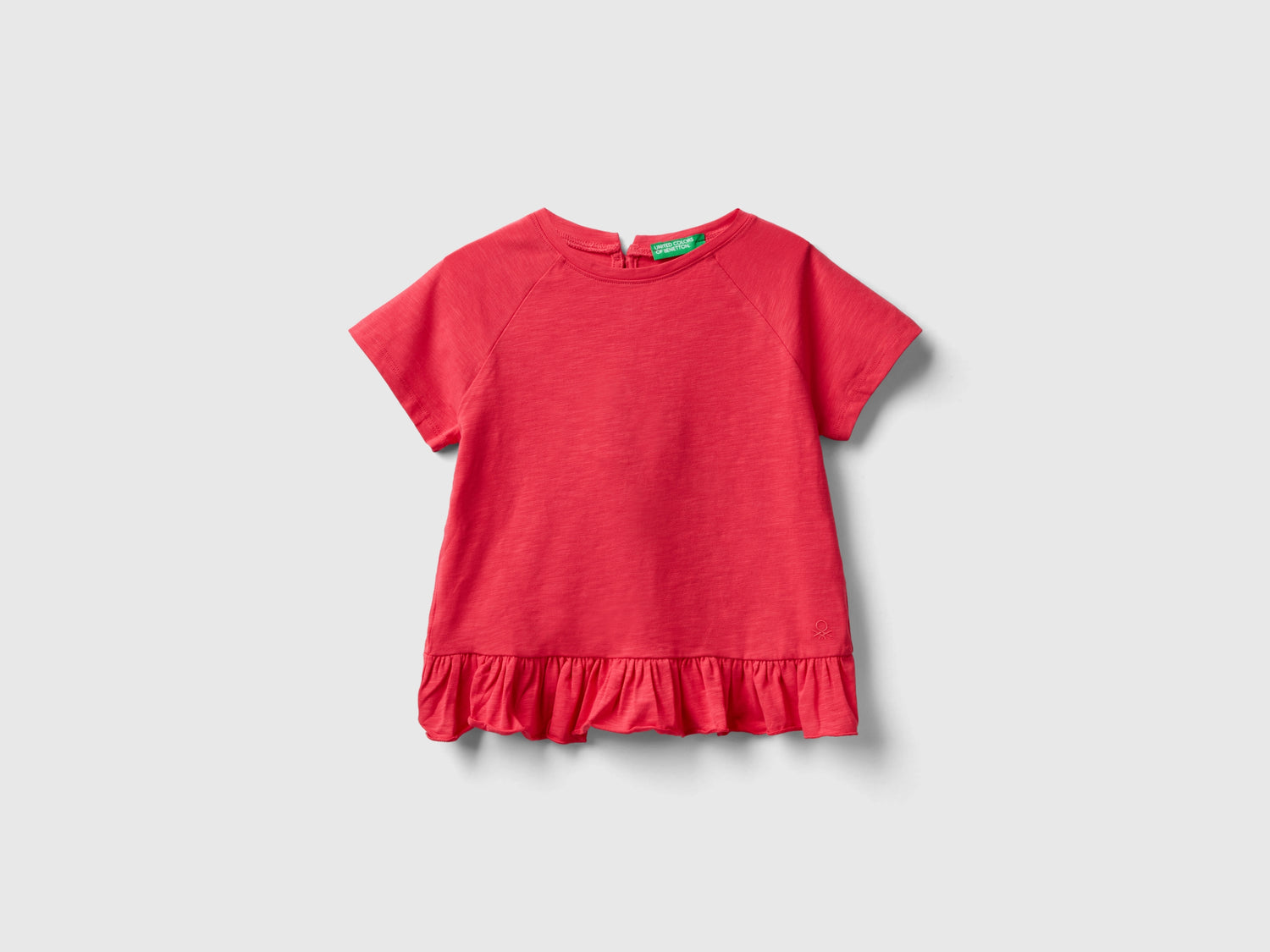 T-shirt con volant da bambina fucsia | Benetton Outlet
