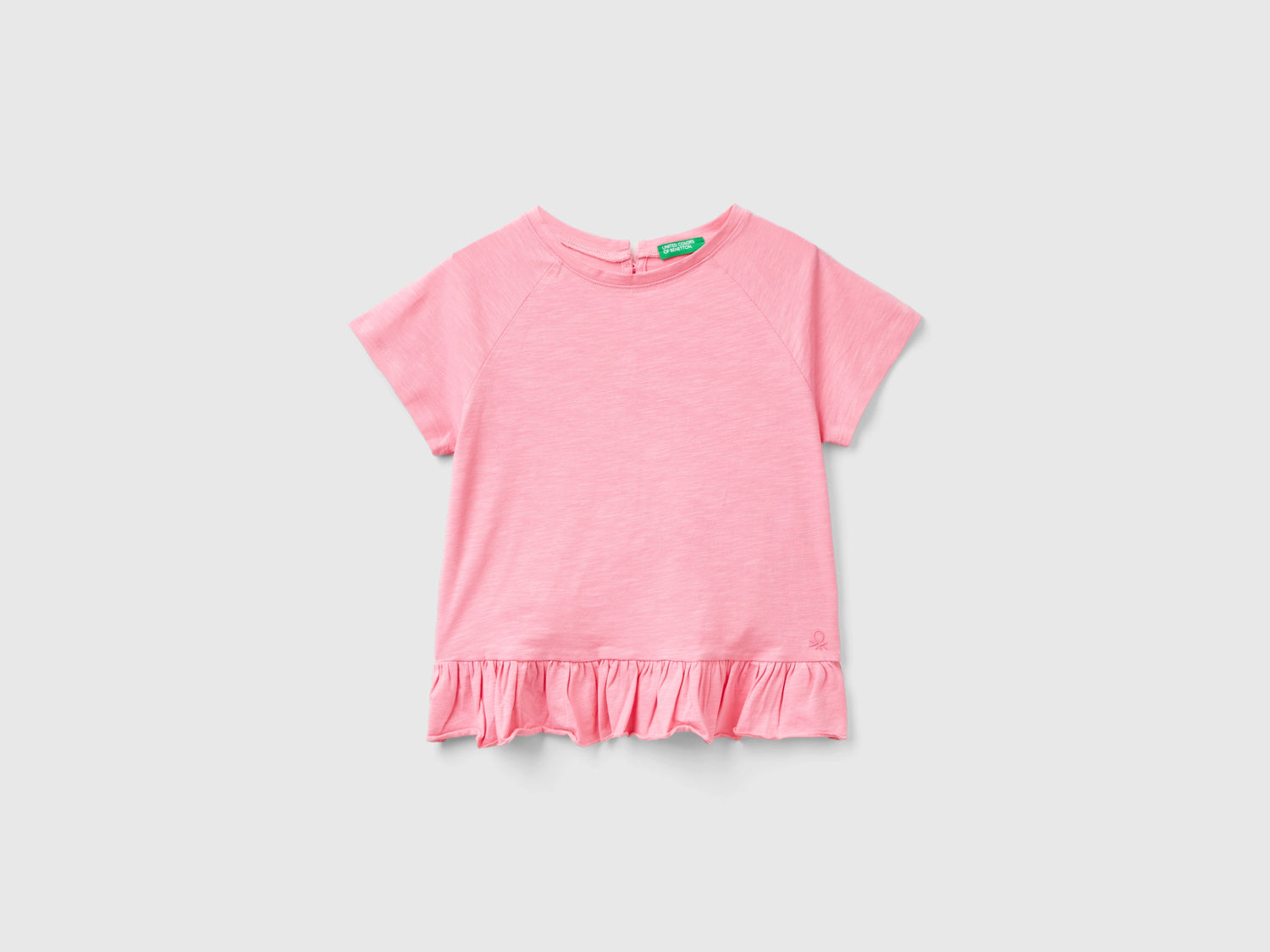 T-shirt con volant da bambina rosa | Benetton Outlet