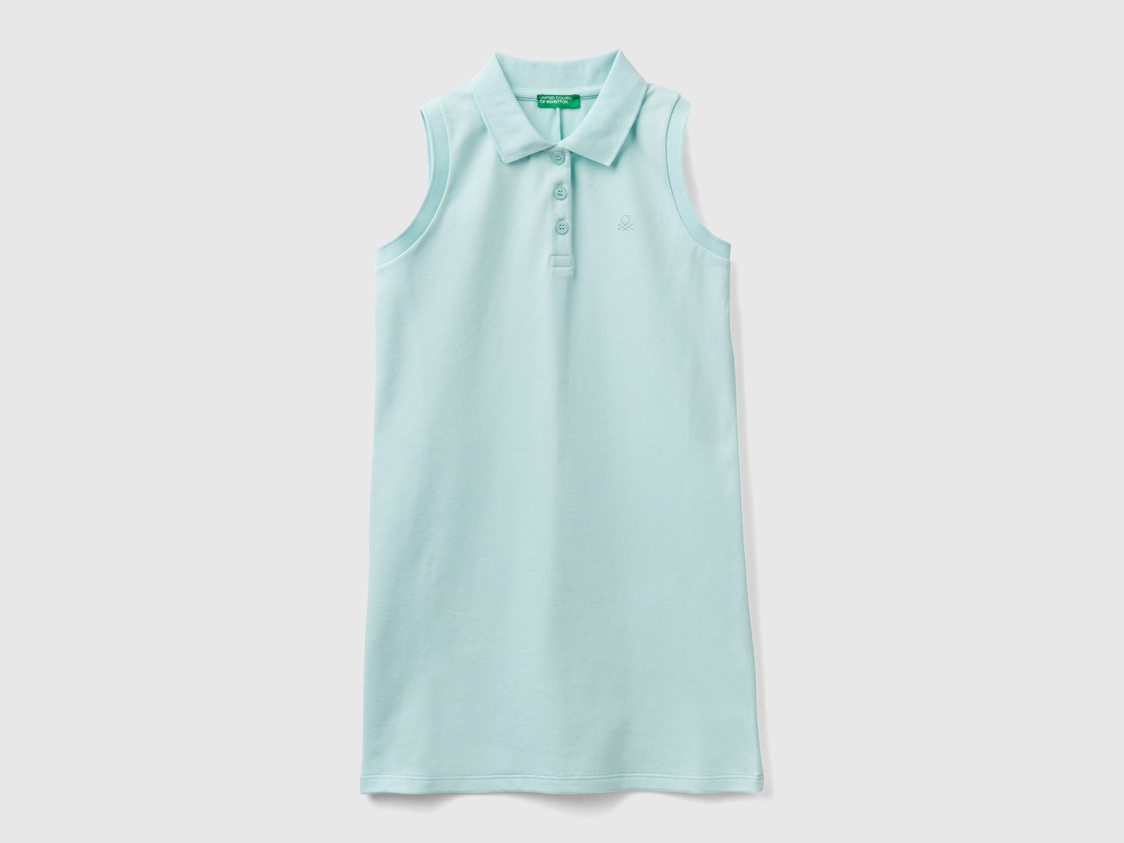 Vestito smanicato stile polo da bambina azzurro | Benetton Outlet