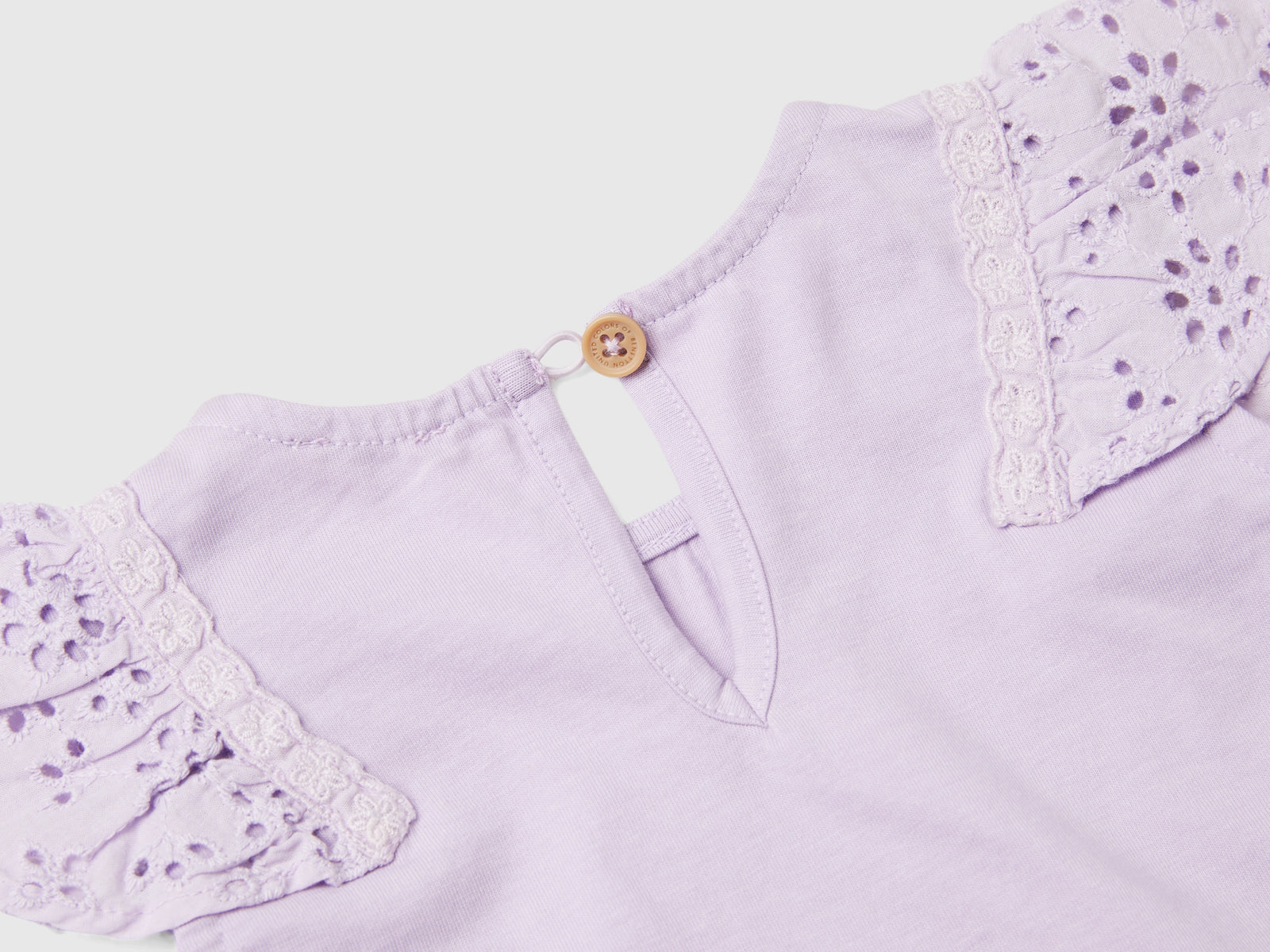 T-shirt con manica sangallo da neonato lilla 2 | Benetton Outlet