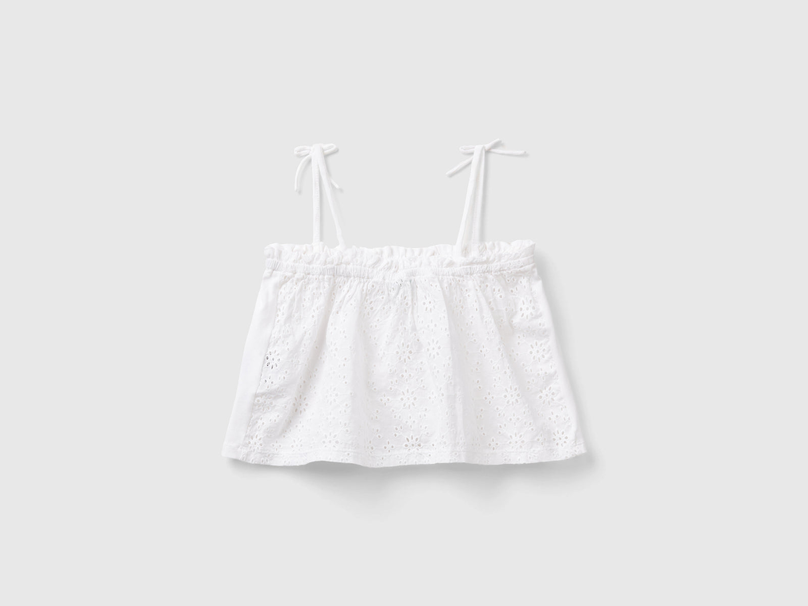 Top con dettagli sangallo da bambina bianco 2 | Benetton Outlet