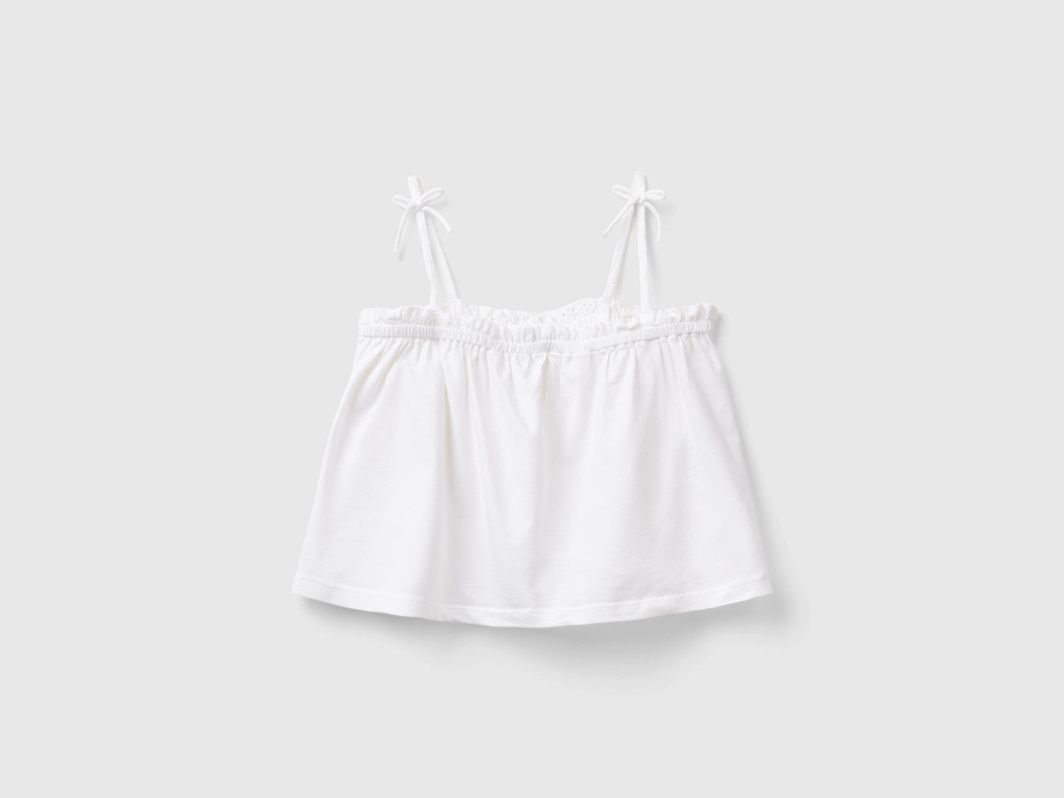 Top con dettagli sangallo da bambina bianco | Benetton Outlet