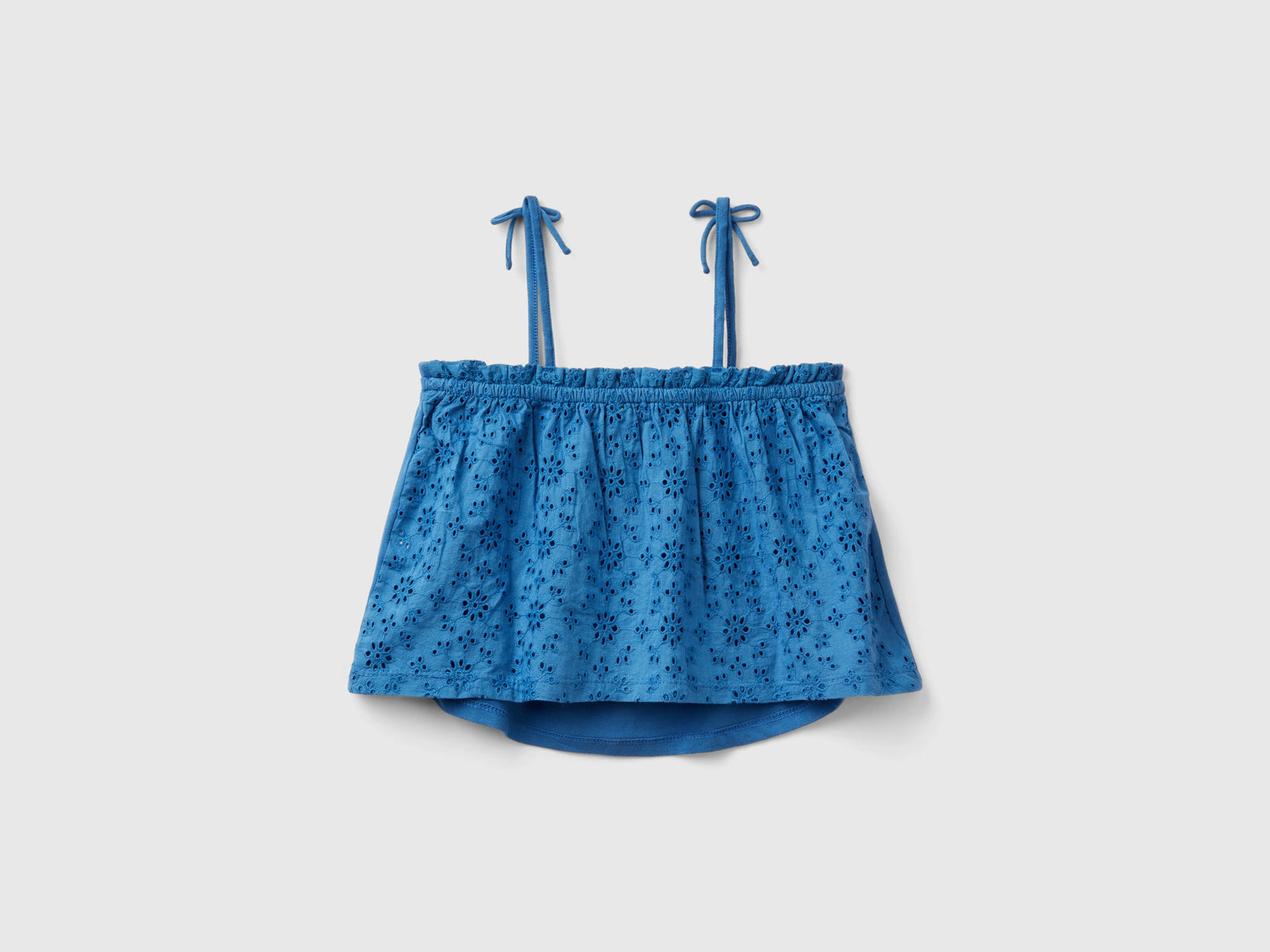 Top con dettagli sangallo da bambina blu 2 | Benetton Outlet