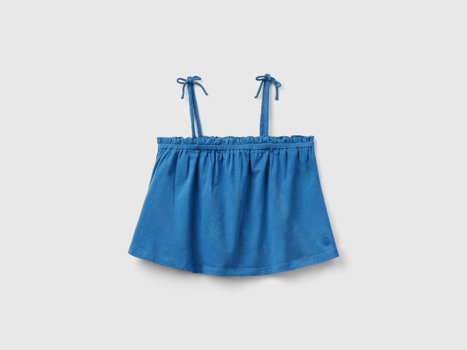 Top con dettagli sangallo da bambina blu | Benetton Outlet