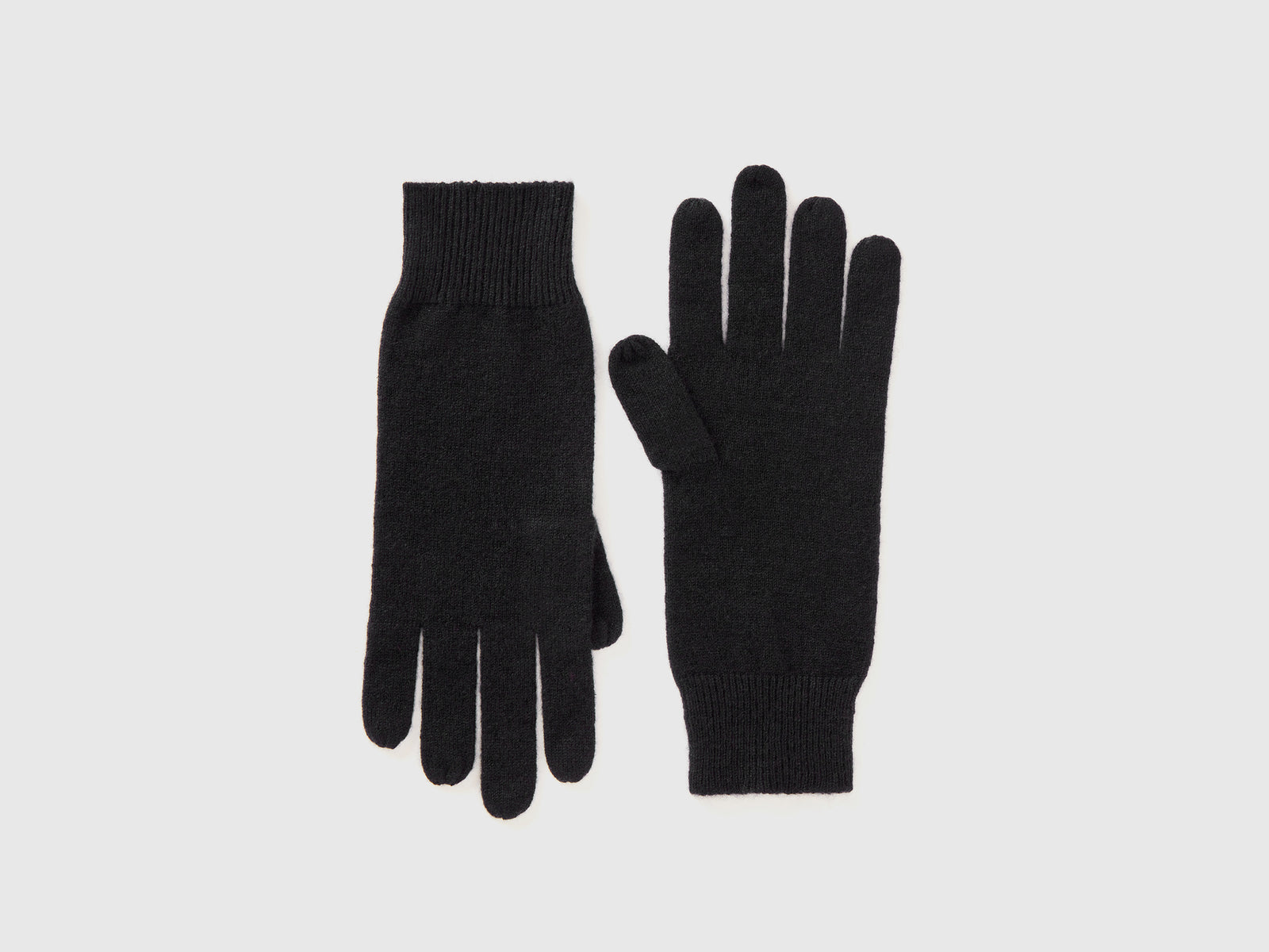Guanti in puro cashmere da donna nero | Benetton Outlet