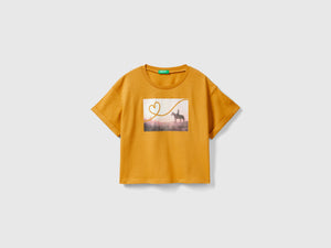 T-shirt con stampa fotografica cavalli