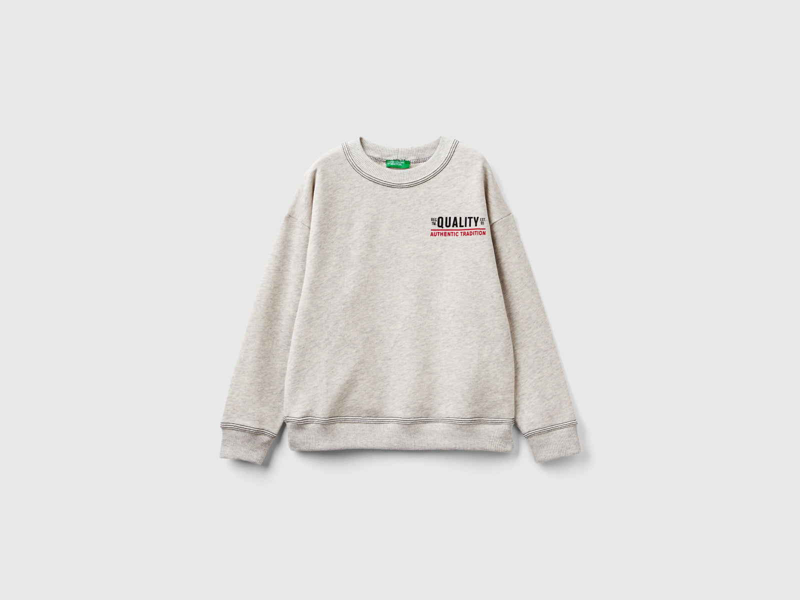 Felpa over fit con stampe da bambino grigio chiaro | Benetton Outlet