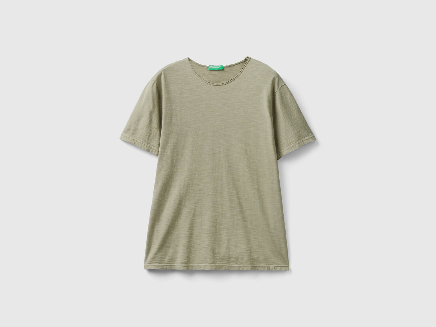 Sage green T-shirt in flamed cotton da uomo verde chiaro | Benetton Outlet