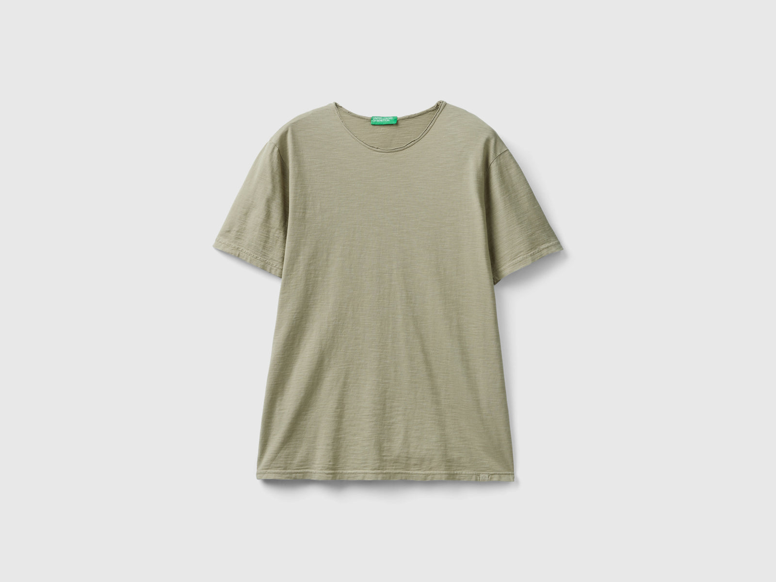 Sage green T-shirt in flamed cotton da uomo verde chiaro | Benetton Outlet