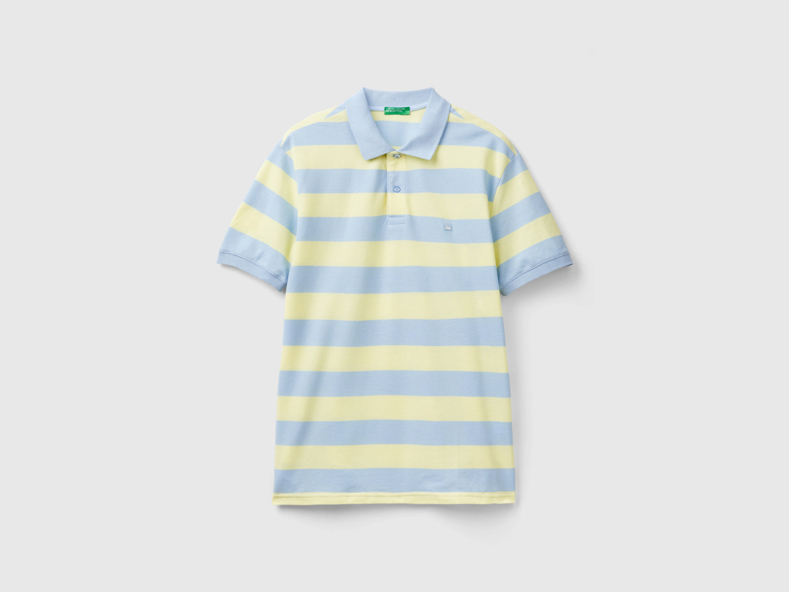 Polo a righe celesti e giallo chiaro da uomo multi-color | Benetton Outlet