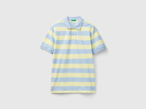 Polo a righe celesti e giallo chiaro