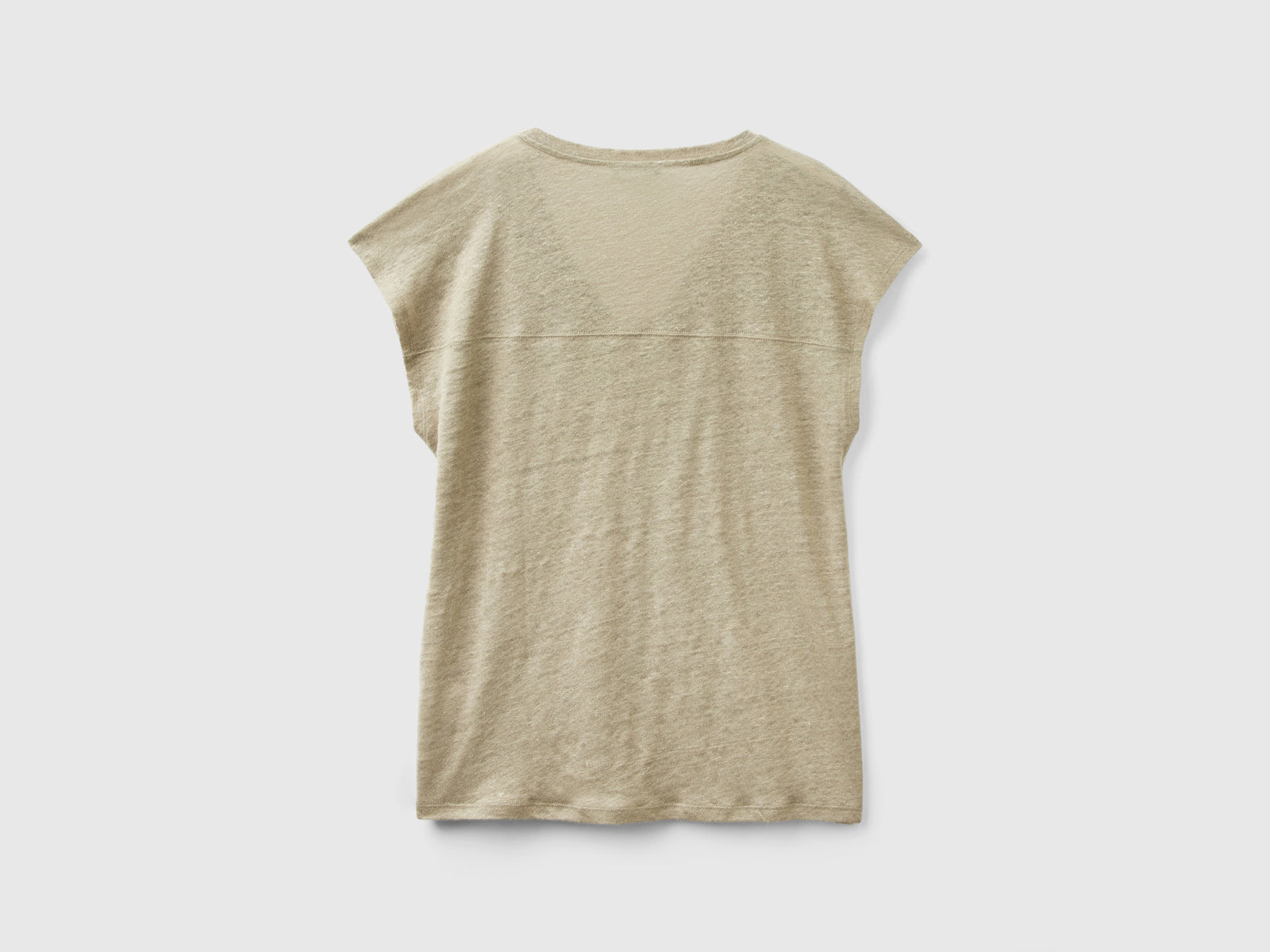 Pure linen V-neck T-shirt da donna verde chiaro 2 | Benetton Outlet