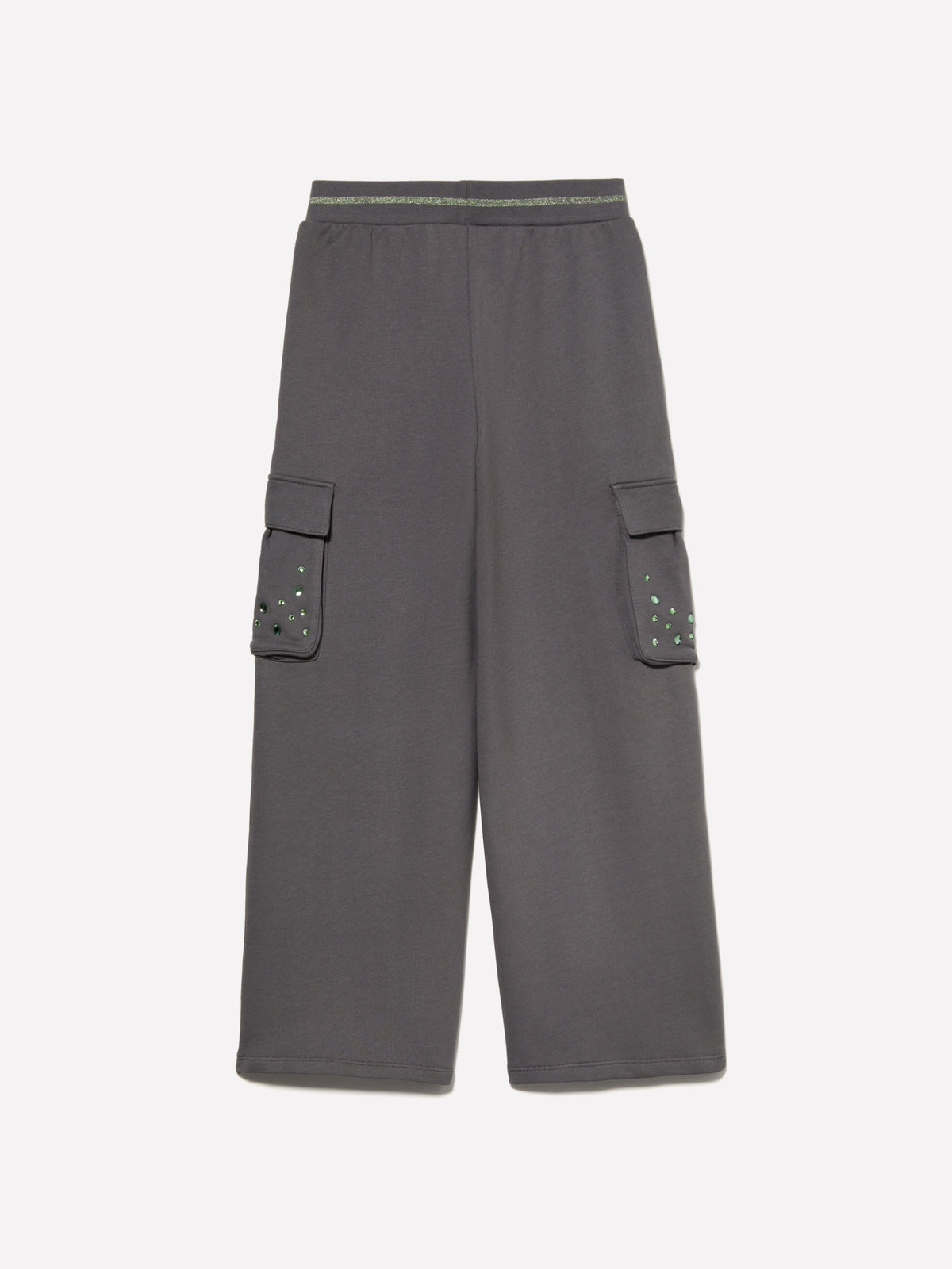 Pantaloni palazzo in felpa con strass