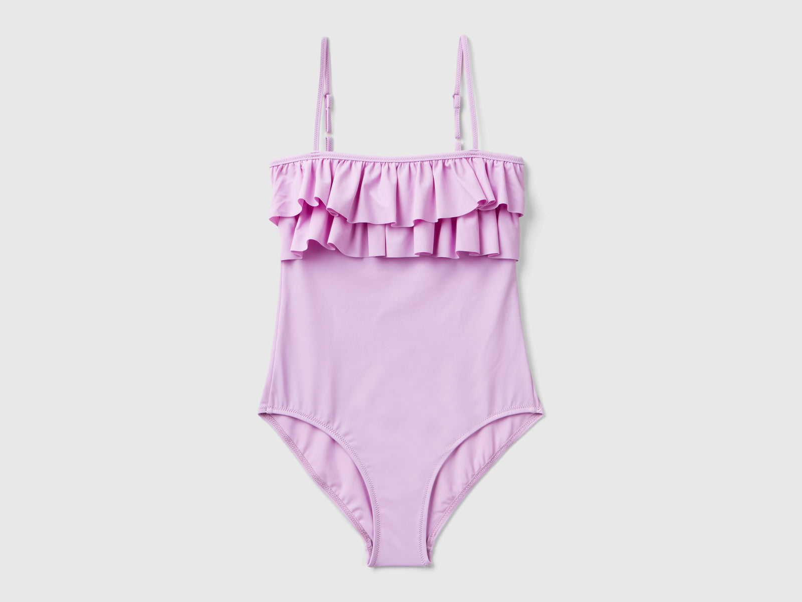Costume intero con balze in ECONYL® da bambina lilla | Benetton Outlet