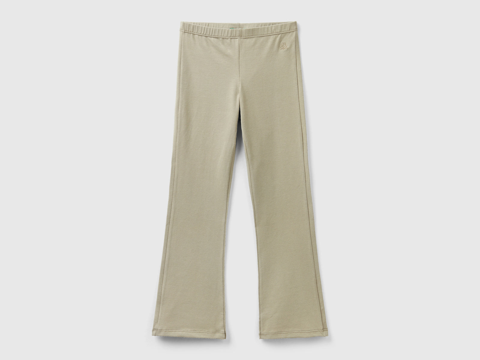 Leggings a zampa in cotone stretch da bambina verde chiaro | Benetton Outlet