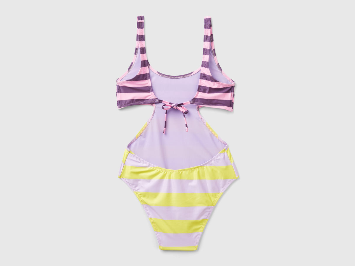 Costume intero cut out a righe