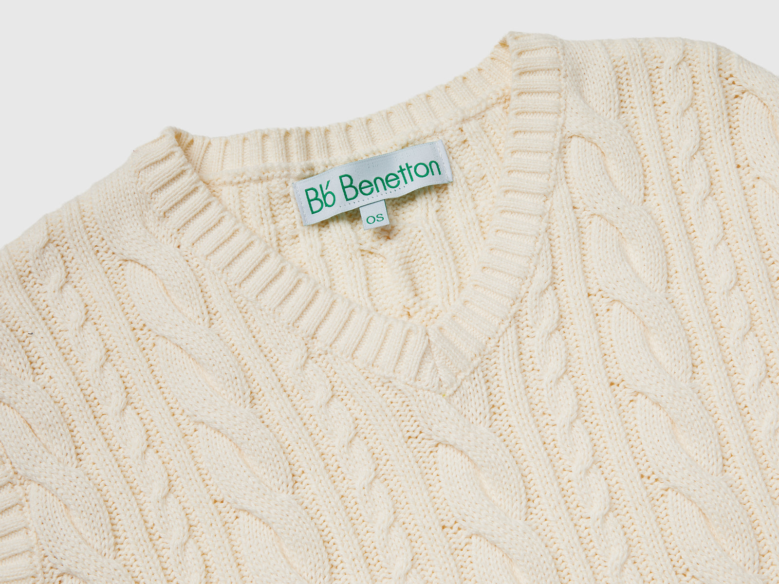 Gilet con trecce da donna bianco panna 3 | Benetton Outlet
