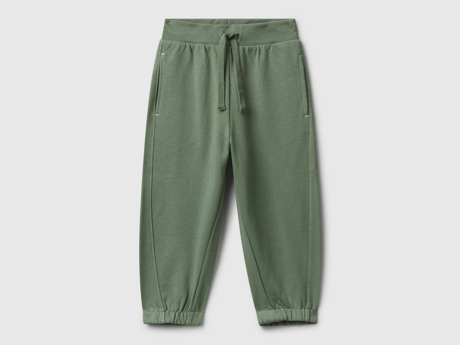 Joggers 100% cotone da bimbo verde militare | Benetton Outlet