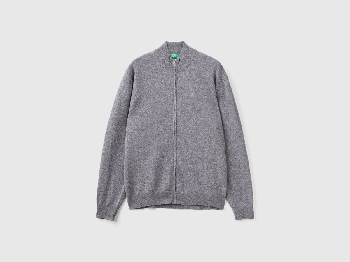 Cardigan con zip in pura lana Merino