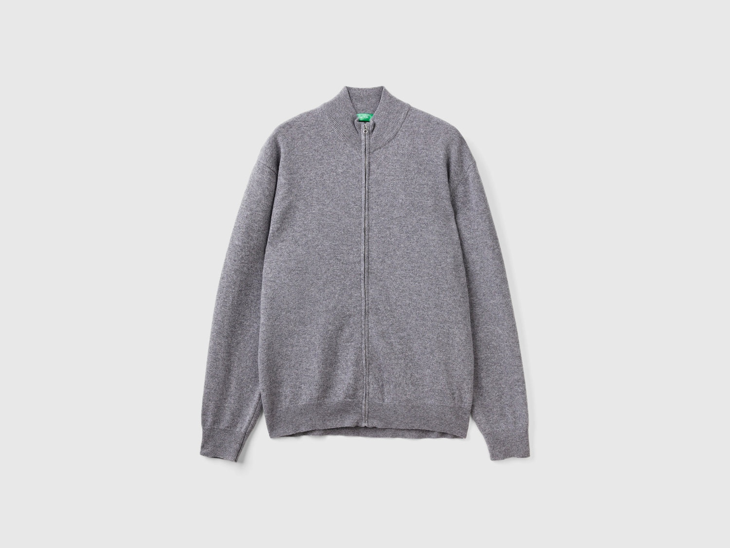 Cardigan con zip in pura lana Merino da uomo grigio scuro | Benetton Outlet