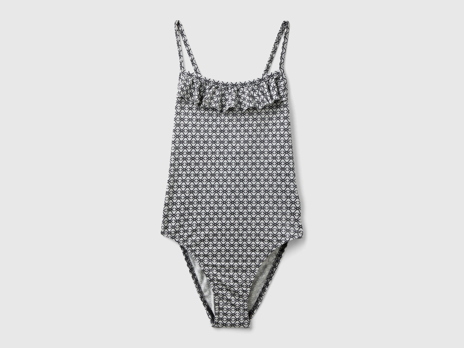 Costume intero Monogram da bambina nero | Benetton Outlet