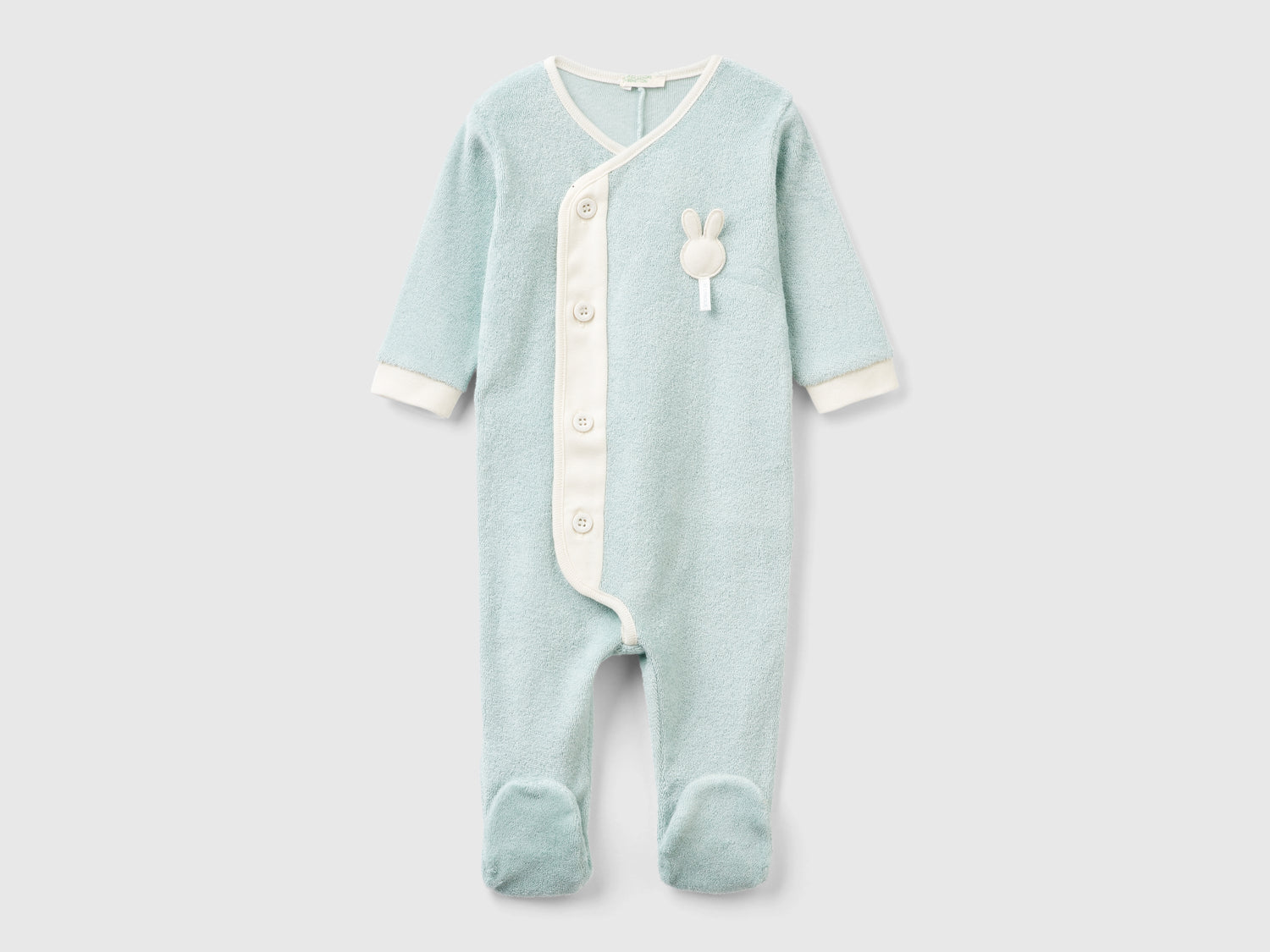 Tutina in spugna con patch da neonato verde acqua | Benetton Outlet