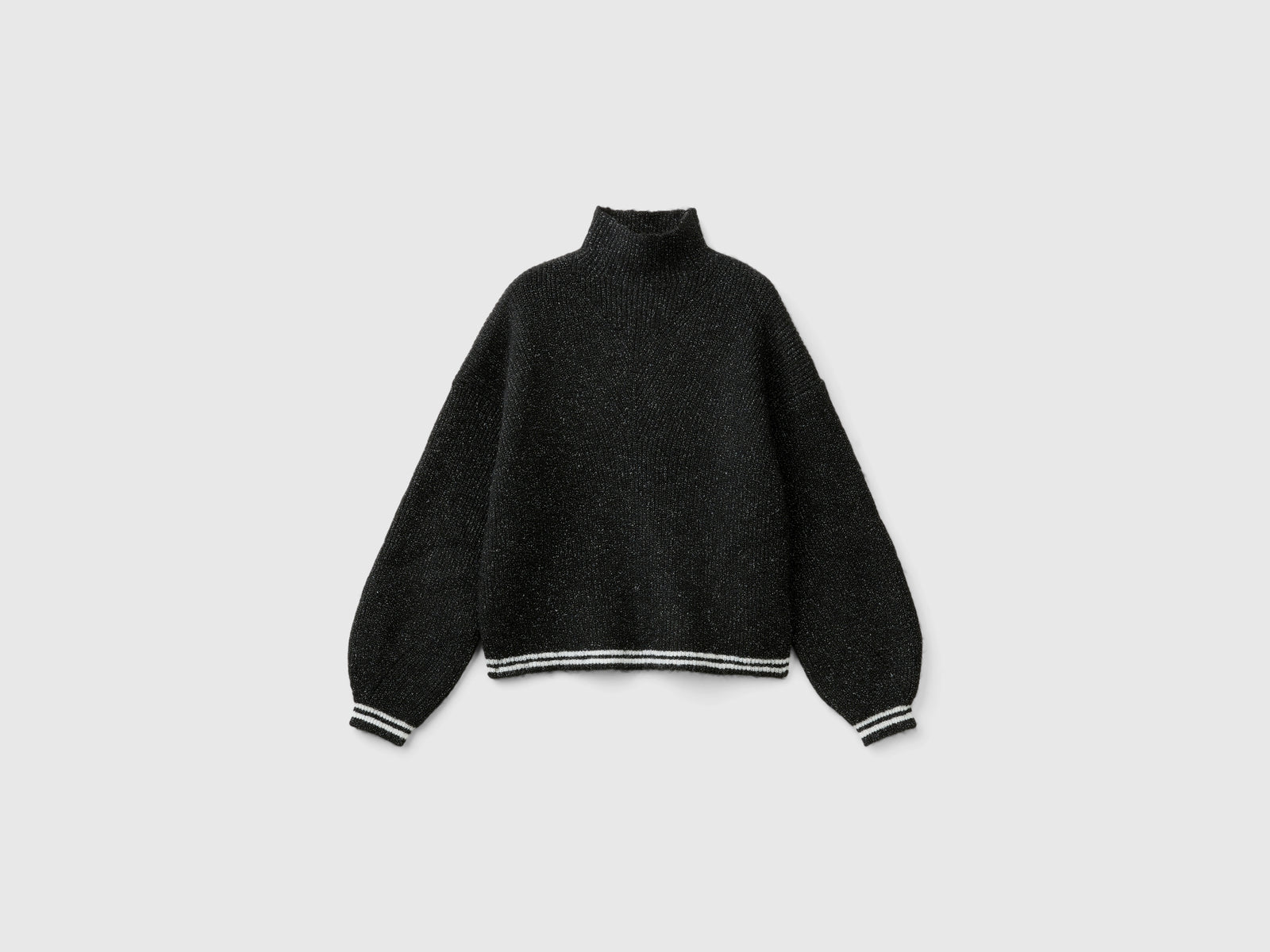 Maglia lupetto in misto lana da bambina nero | Benetton Outlet