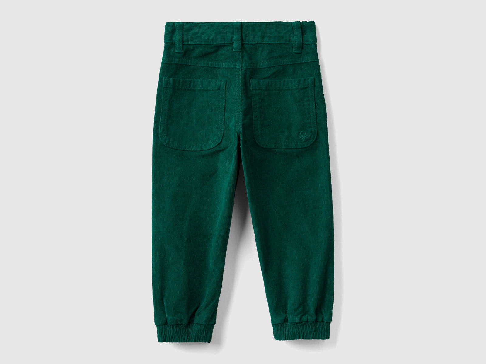 Pantaloni in velluto stretch da bimbo verde scuro 2 | Benetton Outlet