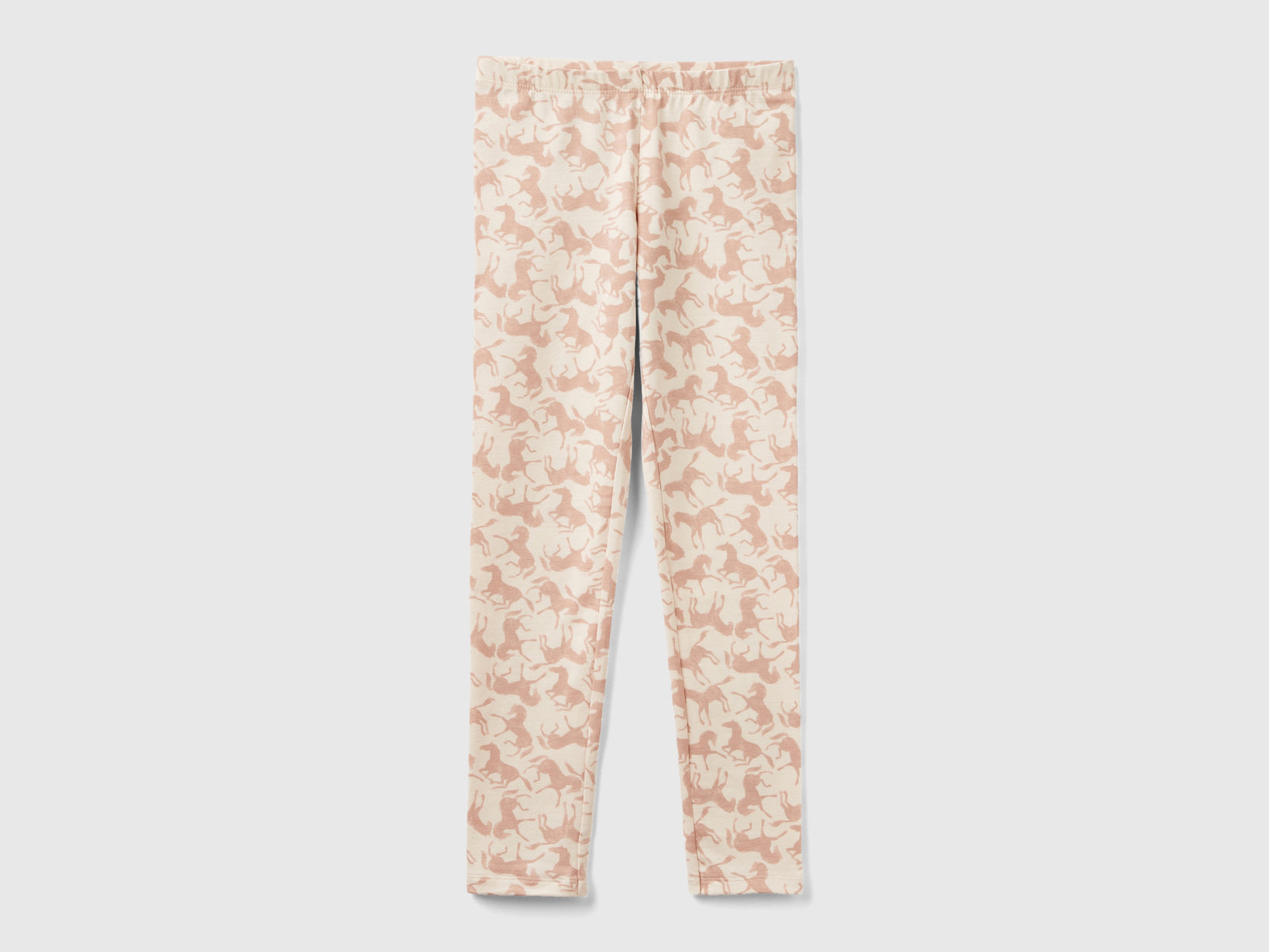 Leggings con stampa cavalli da bambina rosa tenue | Benetton Outlet