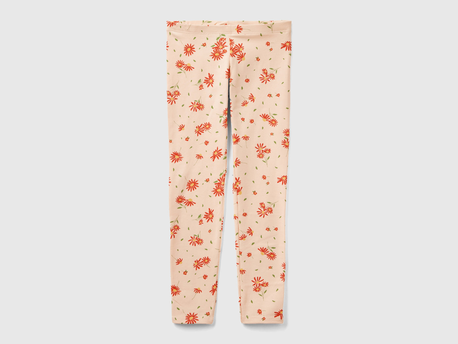 Leggings con stampa floreale da bambina rosa tenue | Benetton Outlet