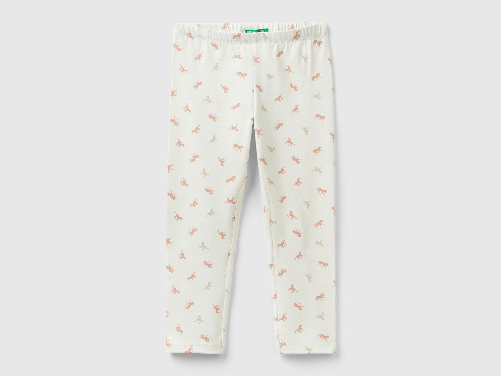Leggings con stampa cavalli da bimba bianco panna | Benetton Outlet