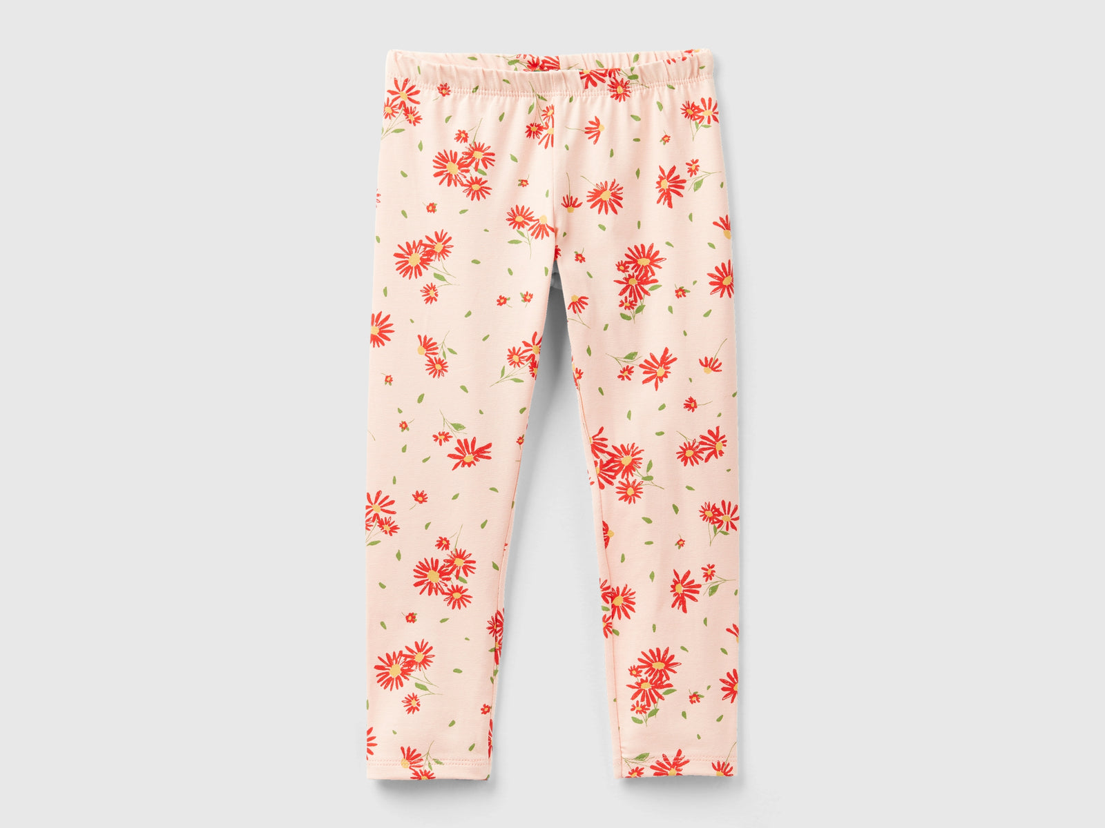 Leggings con stampa floreale da bimba rosa tenue | Benetton Outlet