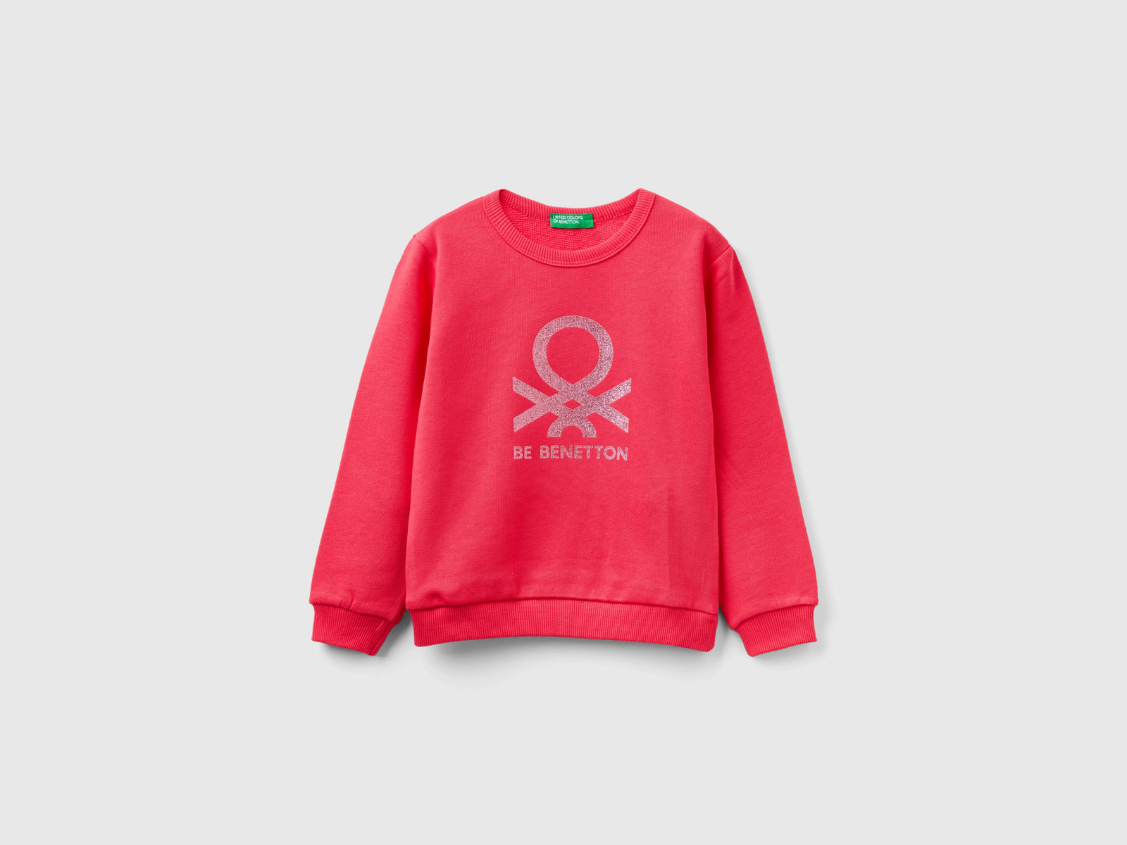 Felpa 100% cotone bio con logo da bimba fucsia | Benetton Outlet