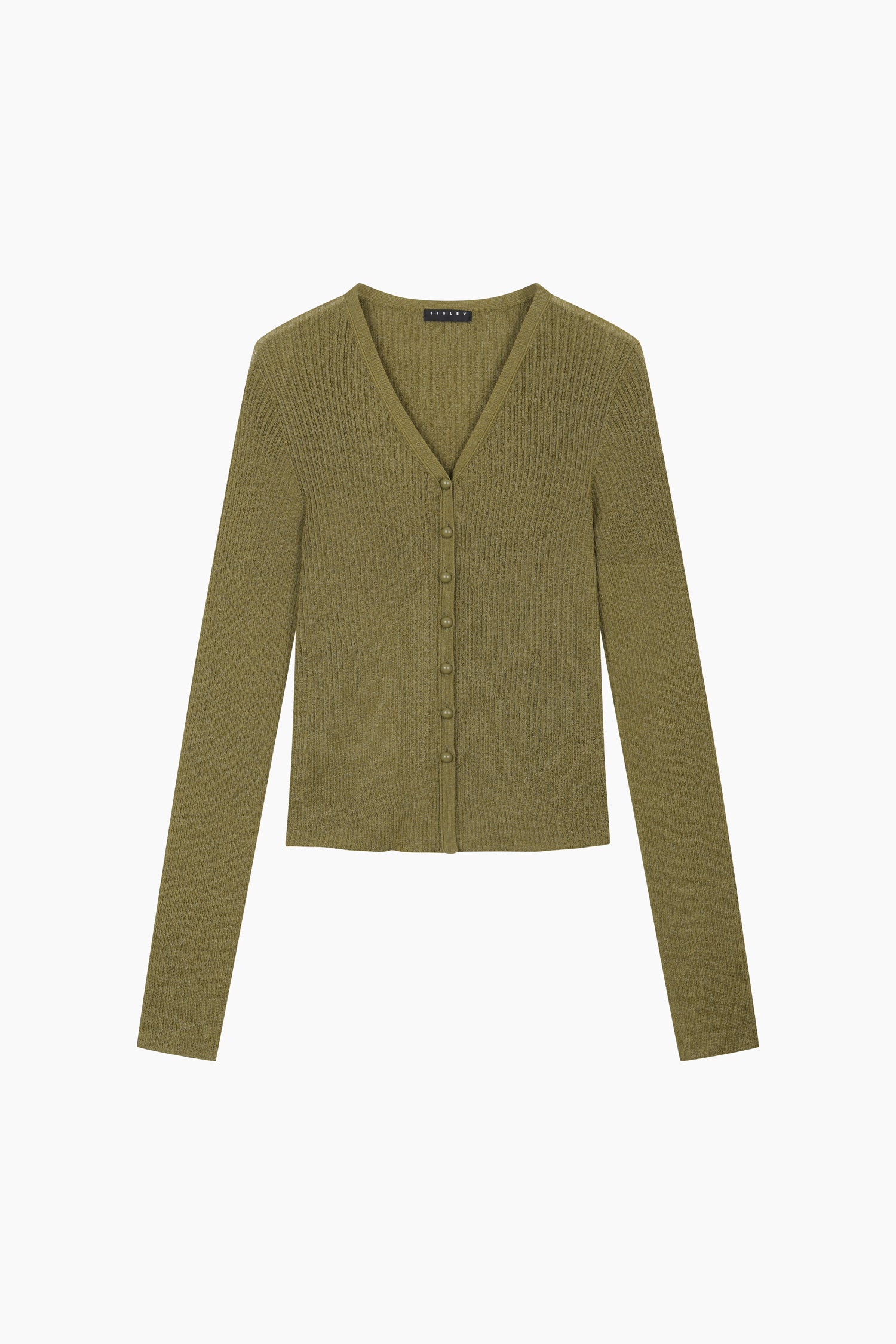 Cardigan bianco con bottoni a perla da donna verde militare | Sisley Outlet