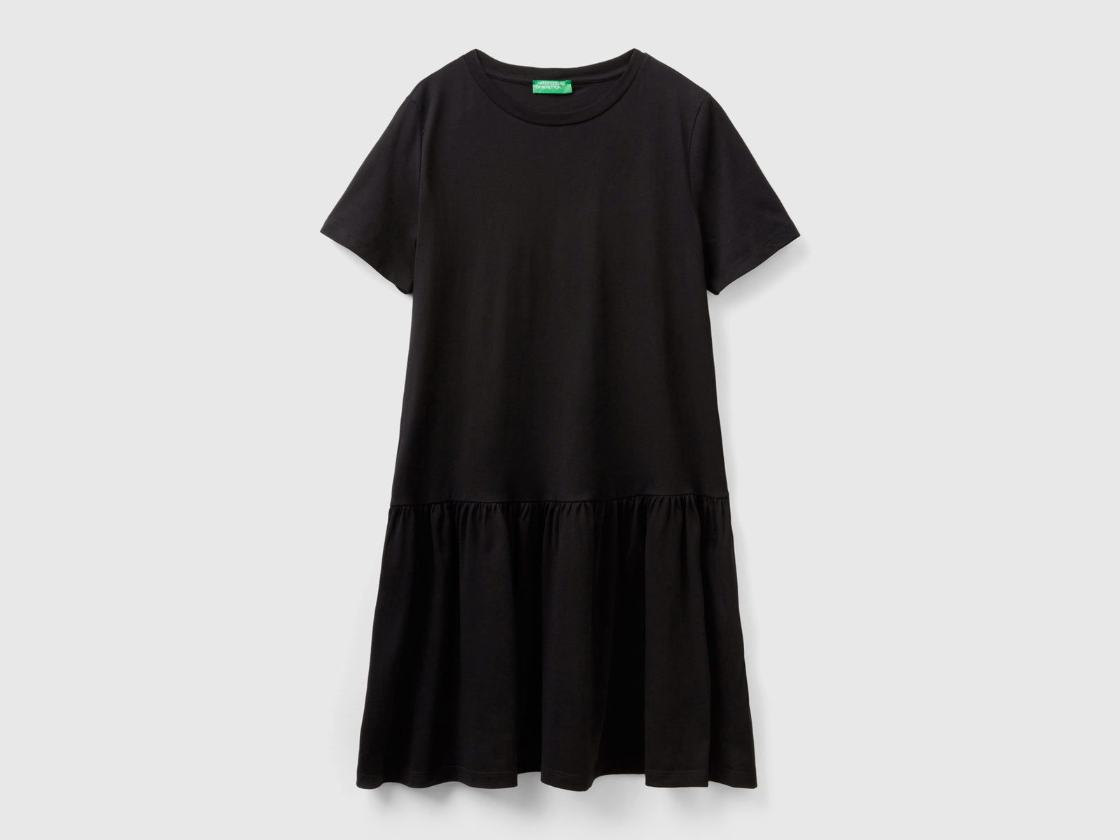 Abito corto in cotone a fibra lunga da donna nero | Benetton Outlet