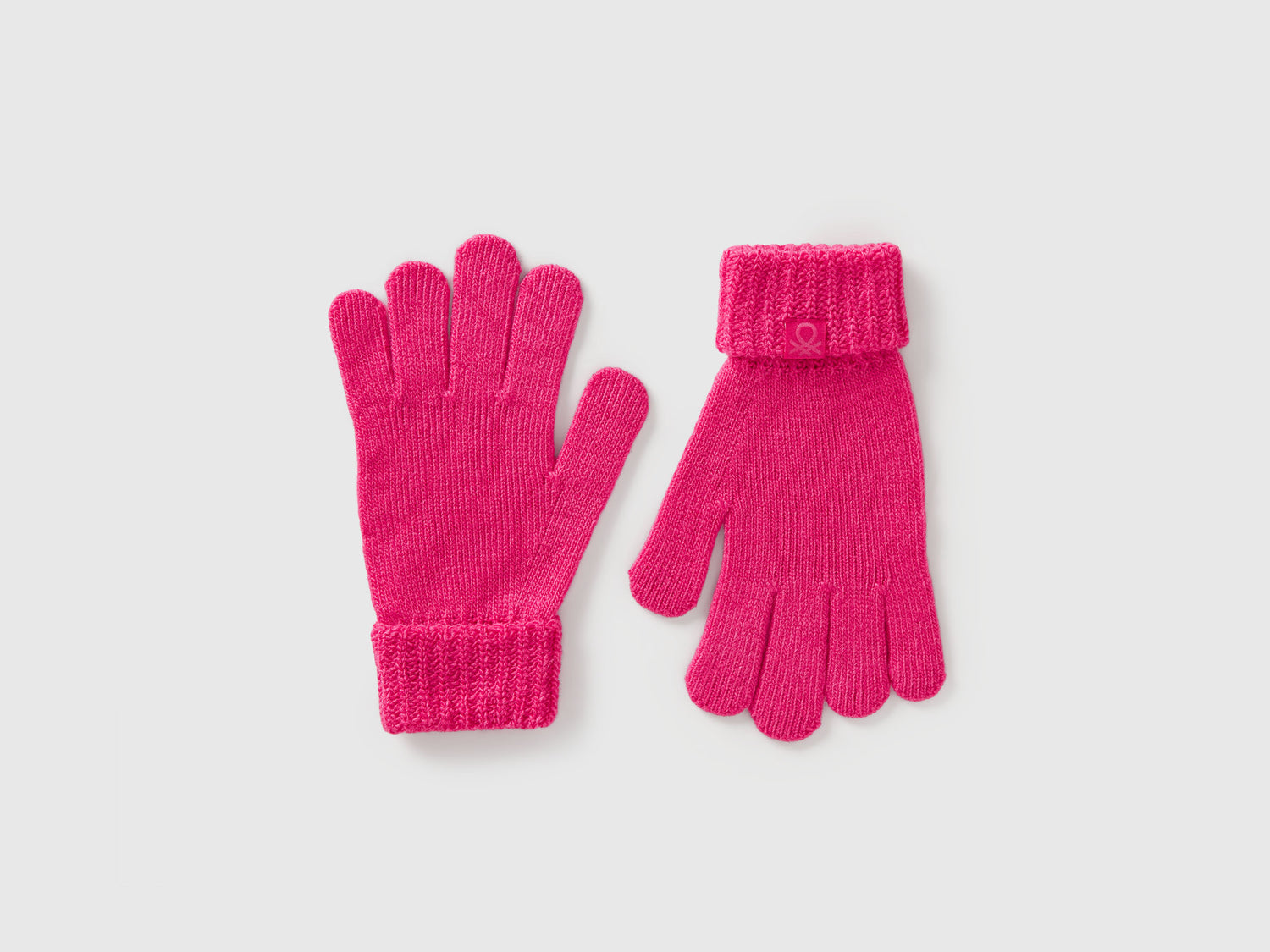 Guanti in maglia con logo da bambino fucsia | Benetton Outlet