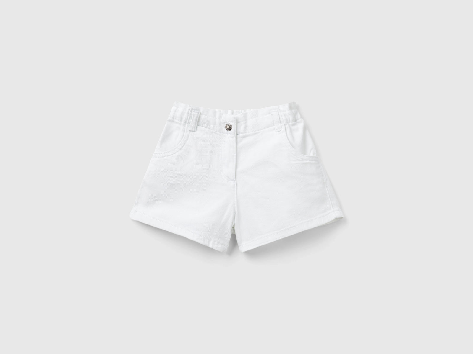 Shorts paperbag in cotone stretch da bimba bianco | Benetton Outlet