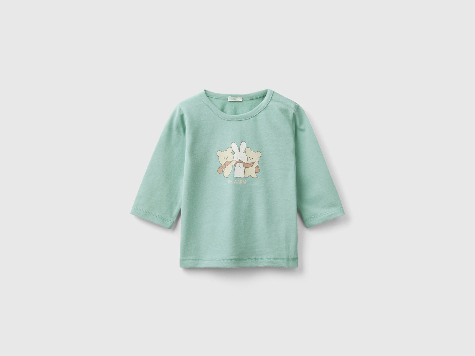 T-shirt in caldo cotone bio da neonato verde acqua | Benetton Outlet