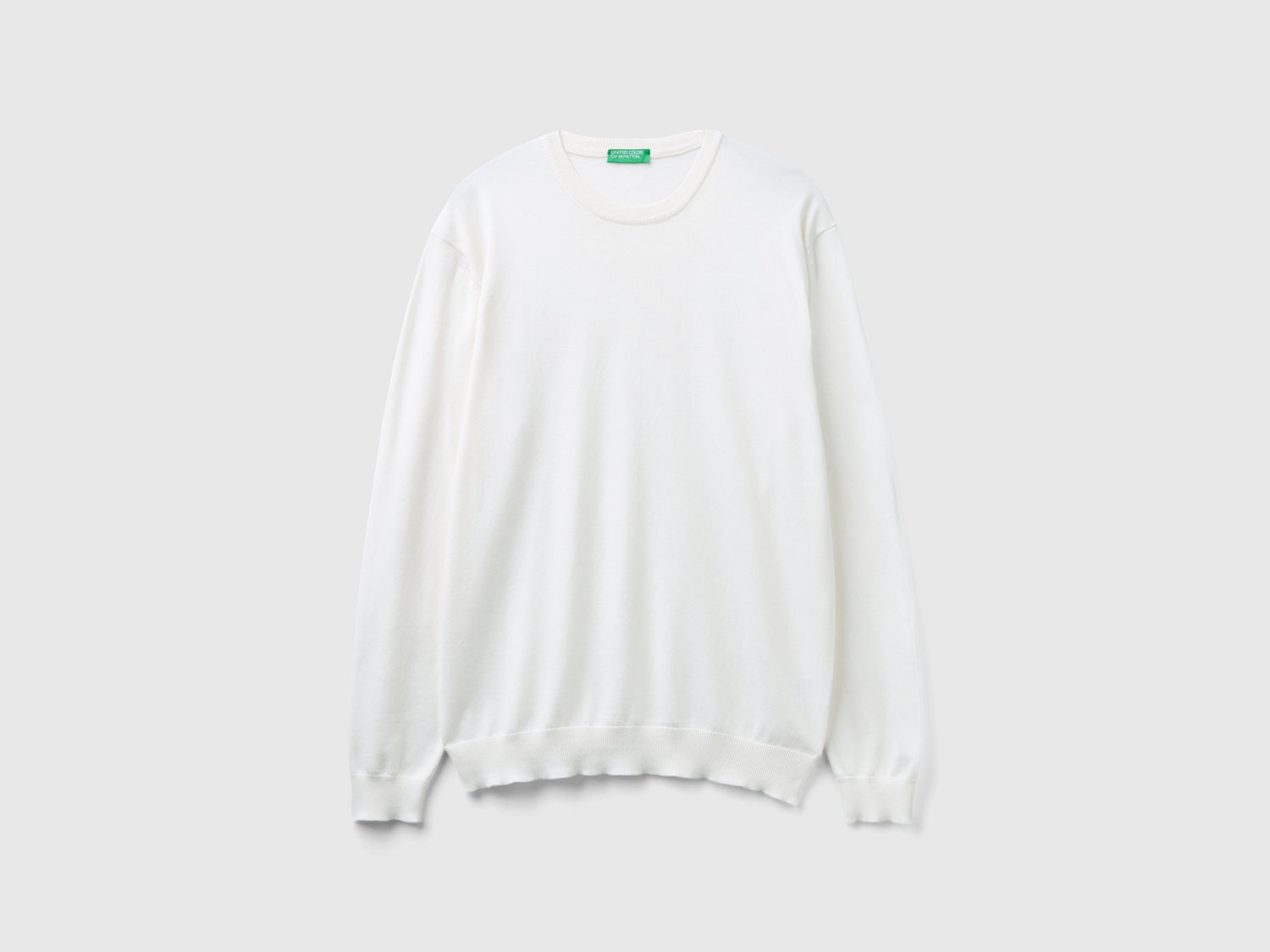 Maglia girocollo 100% cotone da uomo bianco panna | Benetton Outlet