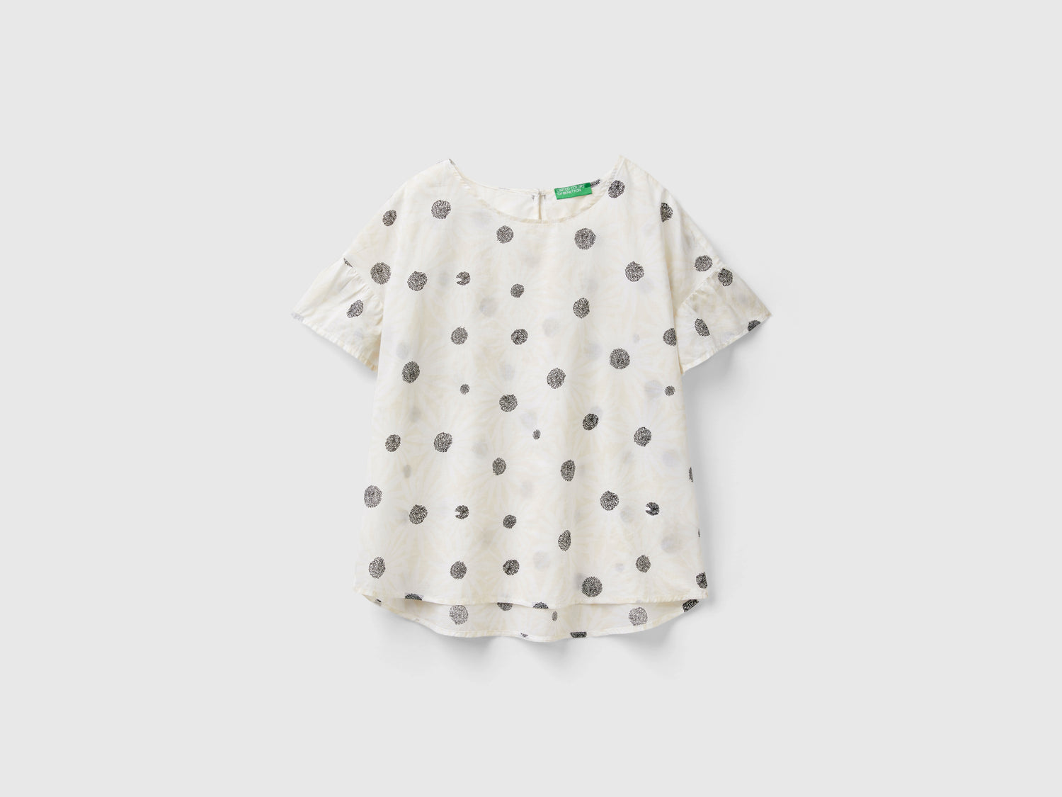 Blusa fantasia in cotone leggero da donna beige | Benetton Outlet