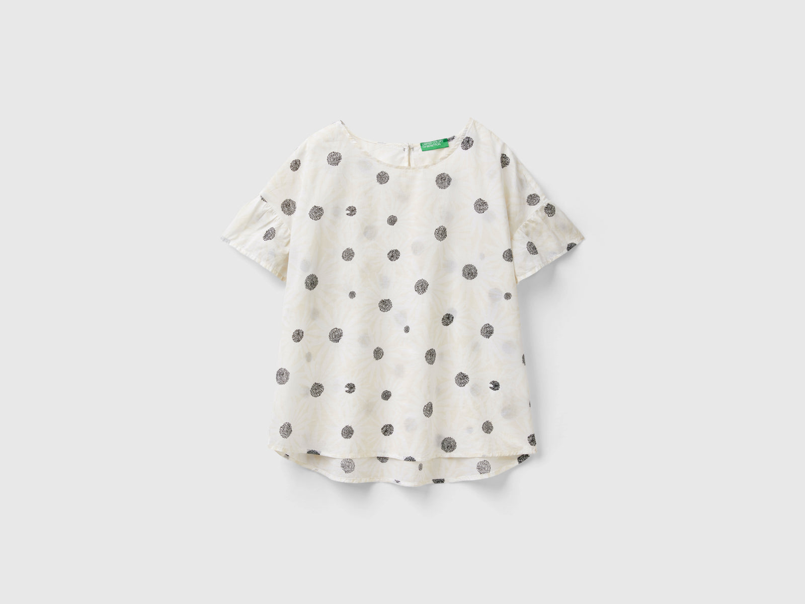Blusa fantasia in cotone leggero da donna beige | Benetton Outlet